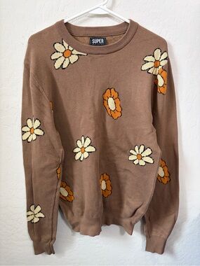 Super Massive Brown Floral Crewneck Sweater